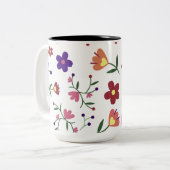 patroon bloemen- tweekleurige koffiemok (Voorkant links)