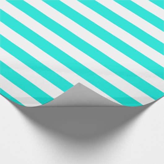Patroon Bright Aqua White XL Stripes Cadeaupapier (Hoek)