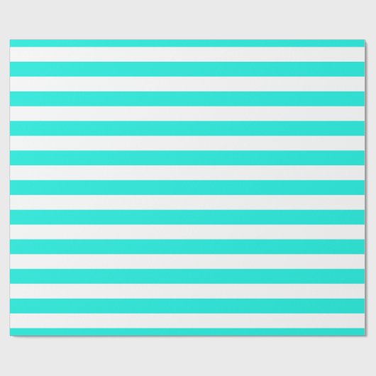 Patroon Bright Aqua White XL Stripes Cadeaupapier (Vlak)