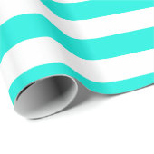 Patroon Bright Aqua White XL Stripes Cadeaupapier (Rol Hoek)