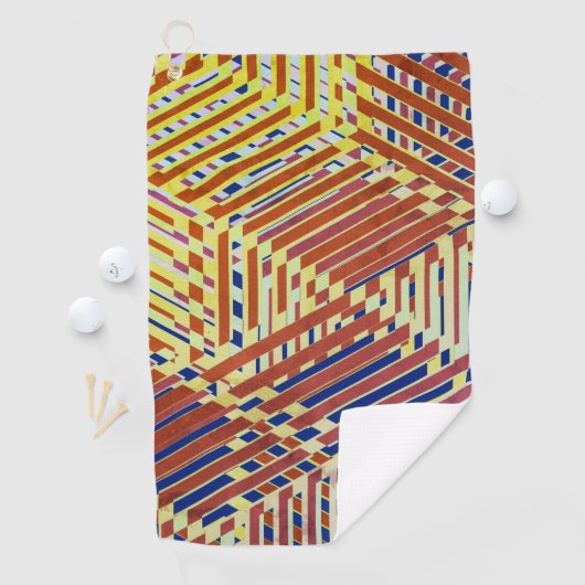 Patroon bruin, marine, geel golfhanddoek (Insitu)