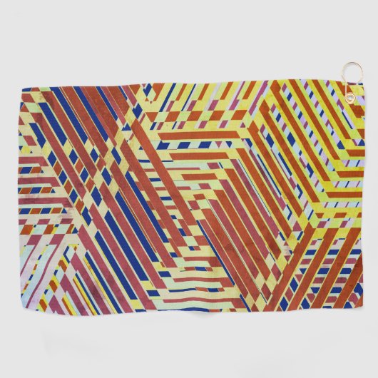 Patroon bruin, marine, geel golfhanddoek (Horizontaal)