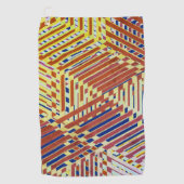 Patroon bruin, marine, geel golfhanddoek (Voorkant)