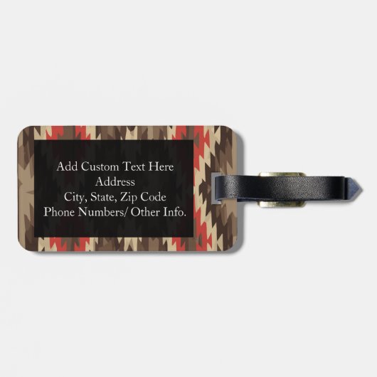 Patroon bruin/Terra Cotta Bagagelabel (Achterkant horizontaal)