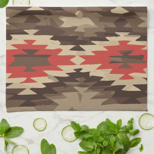 Patroon bruin/Terra Cotta Theedoek (Gevouwen)