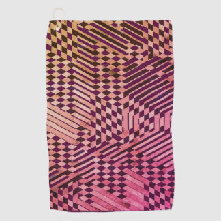 Patroon Burgandy, Zwart, Tan, Golf Handdoek