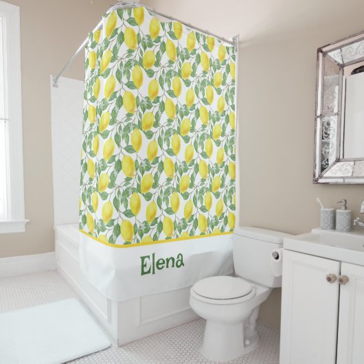 Patroon citrus geel groen douchegordijn (In situ)
