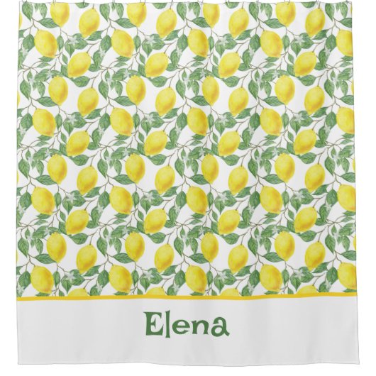 Patroon citrus geel groen douchegordijn (Voorkant)