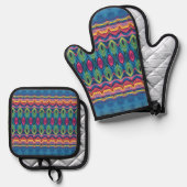 Patroon combo van Unicorn 2 Ovenwant & Pannenlap Set (Voorkant / Achterkant)