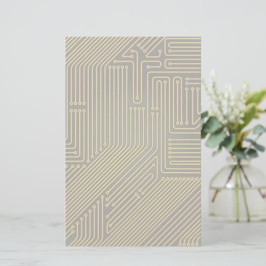 Patroon computercircuit briefpapier (Staand voorkant)