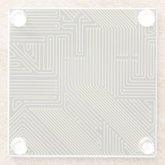 Patroon computercircuit glazen onderzetter (Achterkant)