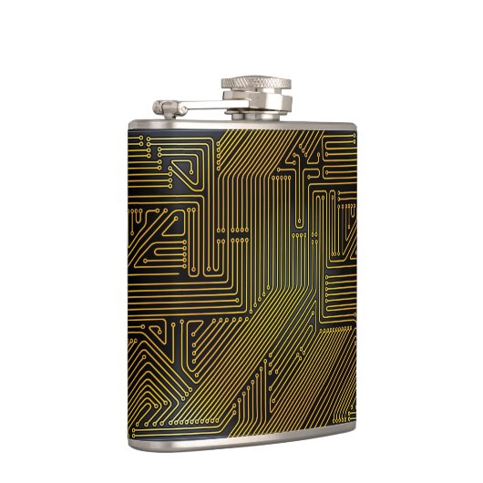 Patroon computercircuit heupfles (Rechts)