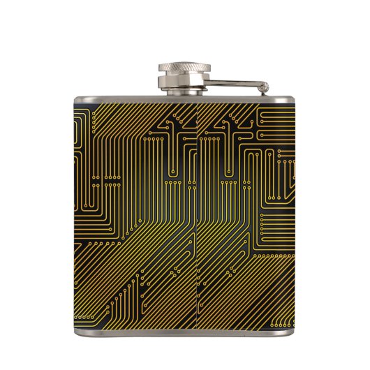 Patroon computercircuit heupfles (Achterkant)