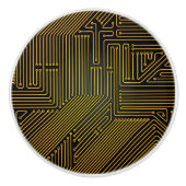 Patroon computercircuit keramische knop (Voorkant)