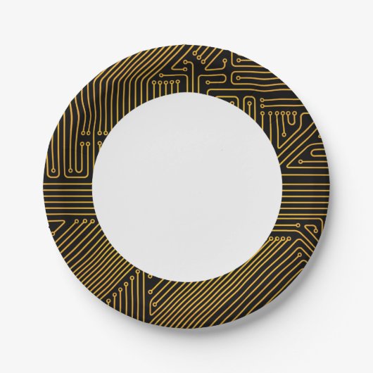 Patroon computercircuit papieren bordje (Voorkant)