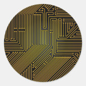 Patroon computercircuit ronde sticker (Voorkant)