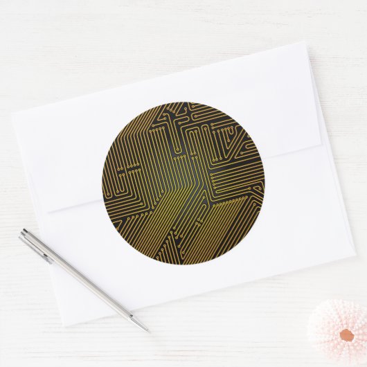 Patroon computercircuit ronde sticker (Envelop)