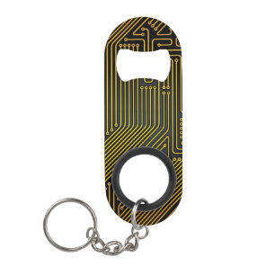 Patroon computercircuit sleutelhanger flessenopener