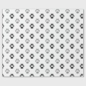 Patroon Cute Black and White Paw Prints Cadeaupapier (Vlak)