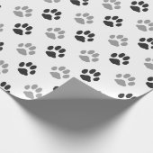 Patroon Cute Black and White Paw Prints Cadeaupapier (Hoek)