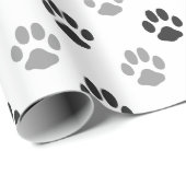 Patroon Cute Black and White Paw Prints Cadeaupapier (Rol Hoek)