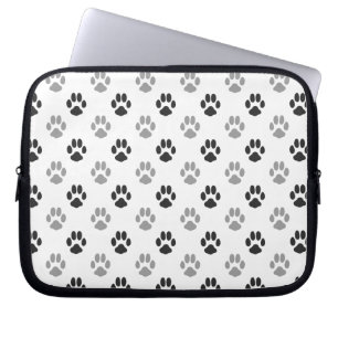 Patroon Cute Black and White Paw Prints Laptop Sleeve