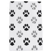 Patroon Cute Black and White Paw Prints Medium Cadeauzakje (Voorkant)