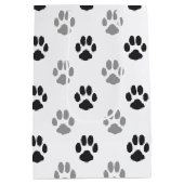 Patroon Cute Black and White Paw Prints Medium Cadeauzakje (Achterkant)