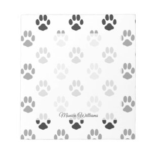 Patroon Cute Black and White Paw Prints Notitieblok