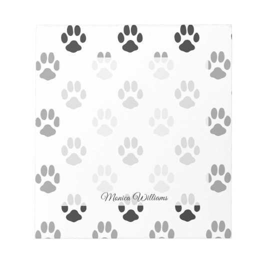Patroon Cute Black and White Paw Prints Notitieblok (Voorkant)