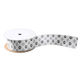 Patroon Cute Black and White Paw Prints Satijnen Lint (Spoel)