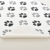 Patroon Cute Black and White Paw Prints Sherpa Deken (3/4)