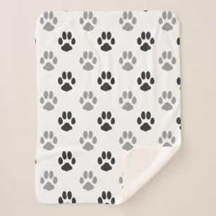 Patroon Cute Black and White Paw Prints Sherpa Deken