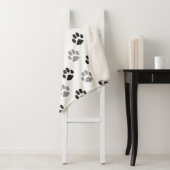 Patroon Cute Black and White Paw Prints Sherpa Deken (In situ)
