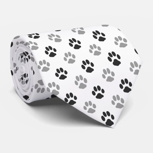 Patroon Cute Black and White Paw Prints Stropdas (Opgerold)