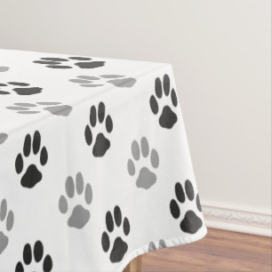 Patroon Cute Black and White Paw Prints Tafelkleed