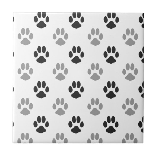 Patroon Cute Black and White Paw Prints Tegeltje (Voorkant)