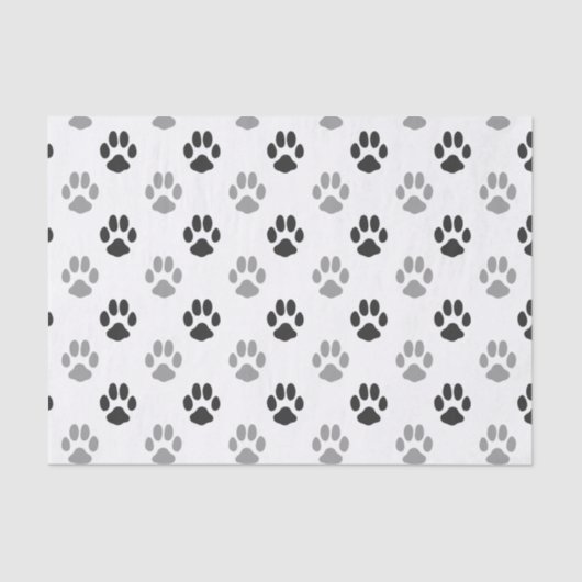 Patroon Cute Black and White Paw Prints Tissuepapier (Voorkant)