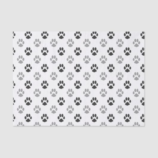 Patroon Cute Black and White Paw Prints Tissuepapier (Voorkant)