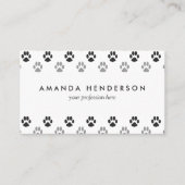 Patroon Cute Black and White Paw Prints Visitekaartje (Voorkant)