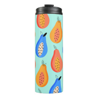 patroon. Cute citrus zomervrucht. Thermosbeker