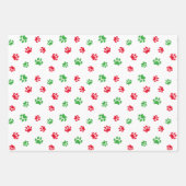 Patroon Cute Red en Green Paw Prints Inpakpapier Vel (Voorkant 3)