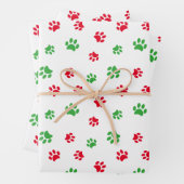Patroon Cute Red en Green Paw Prints Inpakpapier Vel (In situ)