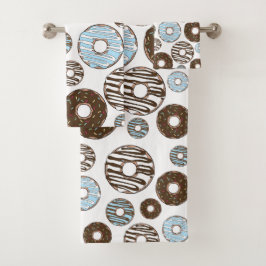 Patroon donuts, blauwe donuts, bruine donuts bad handdoek