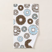 Patroon donuts, blauwe donuts, bruine donuts bad handdoek (Handdoek)