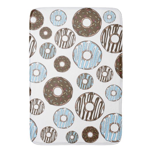 Patroon donuts, blauwe donuts, bruine donuts badmat (Voorkant Verticaal)