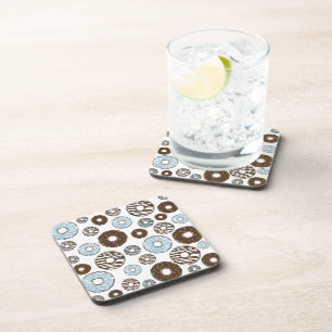 Patroon donuts, blauwe donuts, bruine donuts bier onderzetter