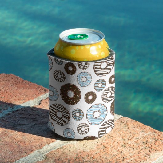 Patroon donuts, blauwe donuts, bruine donuts blikjeskoeler (Insitu Zwembad)