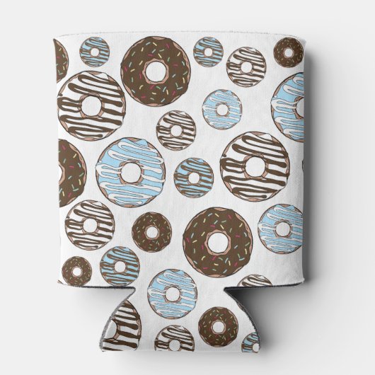 Patroon donuts, blauwe donuts, bruine donuts blikjeskoeler (Achterkant)