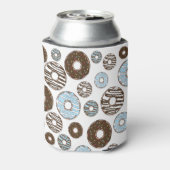 Patroon donuts, blauwe donuts, bruine donuts blikjeskoeler (Blikje Achterkant)